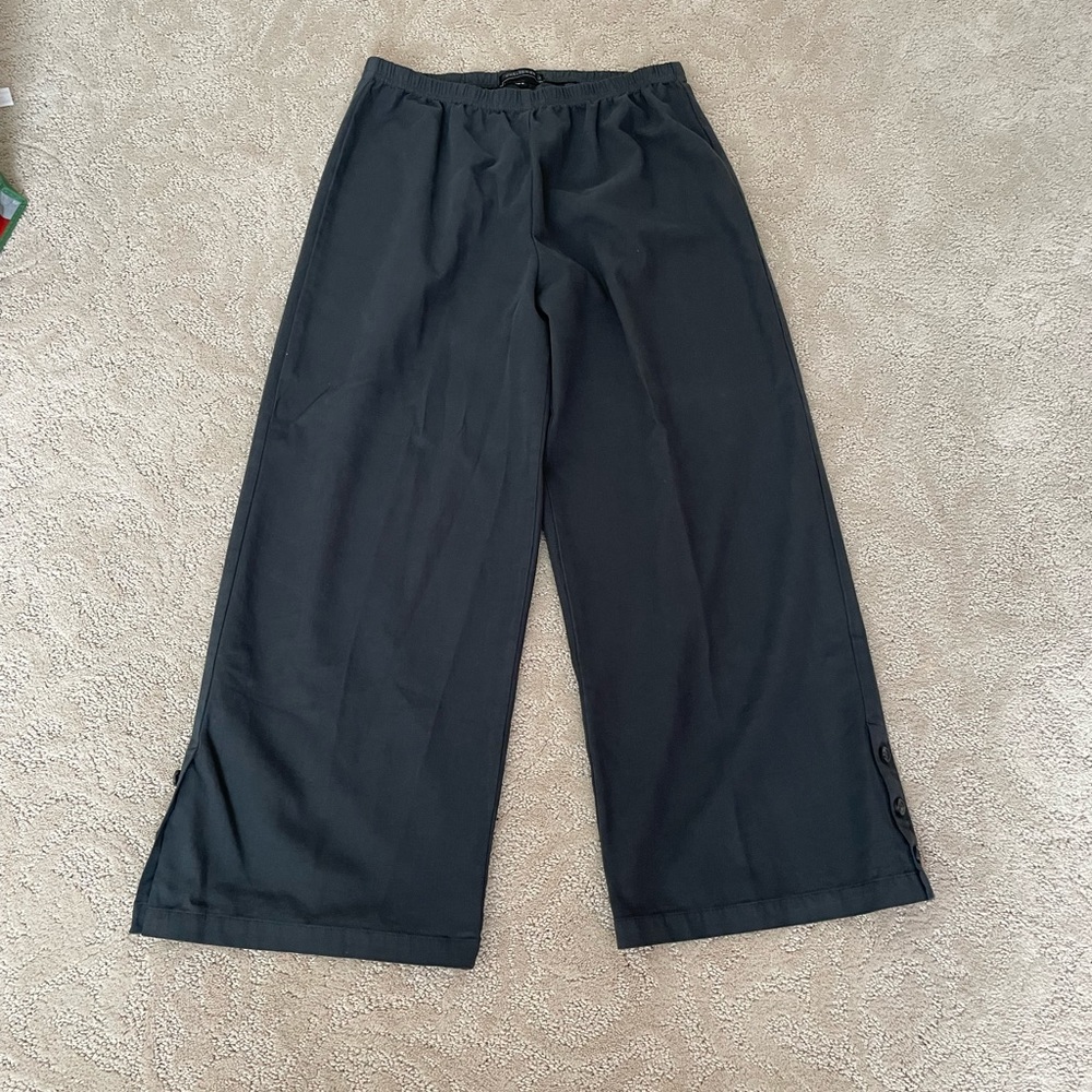 Cut Loose Wide Leg Button Side Hem Pull on Pants